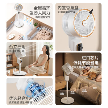 志高（CHIGO）空气循环扇风扇电风扇家用落地扇节能轻音大风量可拆洗自动摇头台立两用升级加高
