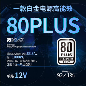 长城（Great Wall）额定1000W F10白金牌全模组电源（ATX3.1/原生PCIe5.1/自动启停/全电压/闪电加速）