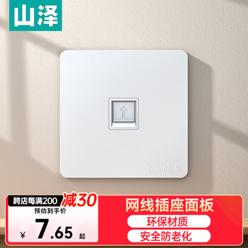 山泽  网络网线口面板  通用超五/六/七类模块加厚86型面板 适用电脑电话信息房间网络插座 单口WAN-01
