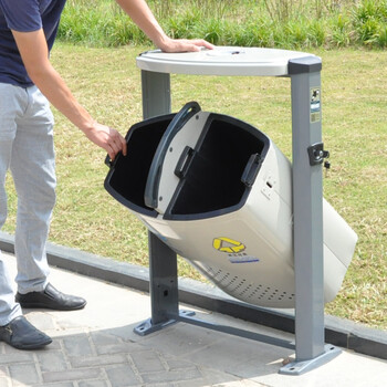 兰诗（LAUTEE）D-01 大号户外垃圾桶 市政环卫分类果皮箱 香槟灰