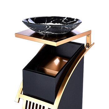 科力邦（Kelibang）不锈钢垃圾桶 宾馆酒店新概念欧式垃圾桶会所走廊电梯烟灰桶方型黑白根盆 KB1073 钛金