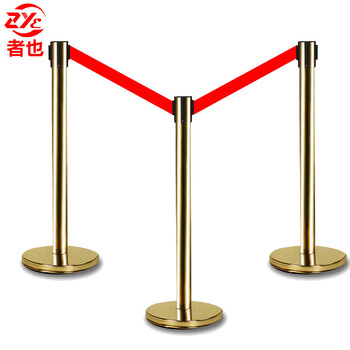 者也 隔离带伸缩护栏排队护栏安全警戒线隔离线一米线不锈钢隔离杆围栏 2米单层钛金色