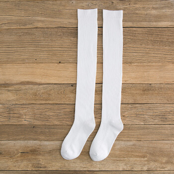 高筒大腿袜 白色 过膝袜竖条纹款(拍一条随机发一条拍二条自动减价共2