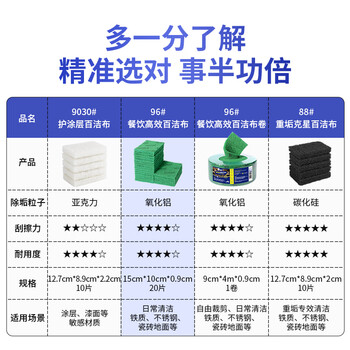 宜之选金刚砂百洁布【超大号15*10cm】厨房洗碗刷锅去污清洁布20片