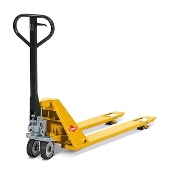 德国亚迈狮 超低放手动搬运车 载重1.0吨 货叉最低位35mm 跨货叉宽550mm PU转向轮/铁双承载轮 BF10L