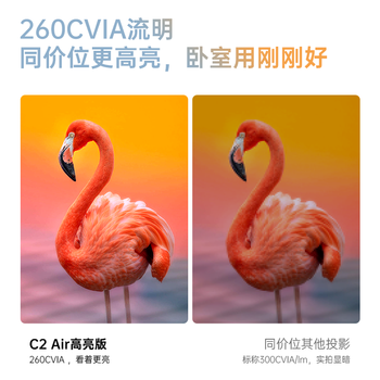 大眼橙C2 Air高亮版 云台投影仪家用 真1080P便携投影机 高清家庭卧室影院 (260CVIA  一体式云台)