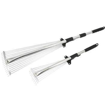 金诗洛 K517 草耙 落叶耙子 可伸缩不锈钢园林耙子钢丝耙 15齿不锈钢耙 