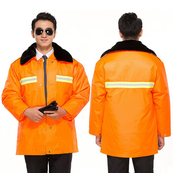 者也（ZYE）保安加厚加长反光棉衣劳保棉袄防寒服工作服棉衣反光棉服 160-190码备注尺码 环卫棉服