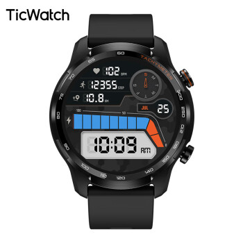TicWatch GTW eSIM智能手表 47mm 曙光黑表壳 黑色硅胶表带（北斗、血压、GPS、血氧）