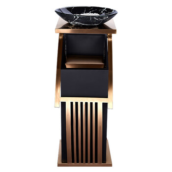 科力邦（Kelibang）不锈钢垃圾桶 宾馆酒店新概念欧式垃圾桶会所走廊电梯烟灰桶方型黑白根盆 KB1073 钛金