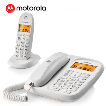 摩托罗拉（Motorola）数字无绳电话机 无线座机 子母机一拖一 办公家用 中文显示 双免提套装CL101C(白色)