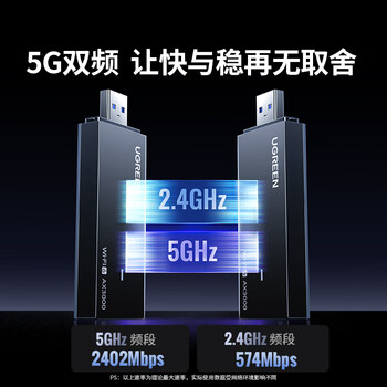 绿联USB无线网卡WiFi6 智能免驱AX3000 双频5G网卡 台式机专用WiFi接收器主机网络发射器