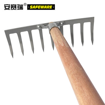安赛瑞 九齿钉耙 钢制农用9齿钉耙 园林园艺松土耙子 落叶枯草耙翻土种菜 10201