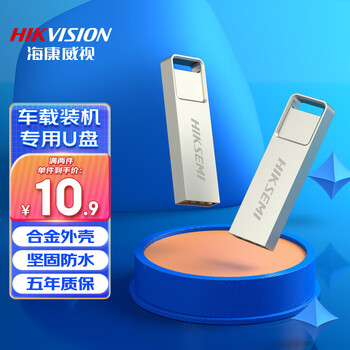 海康威视（HIKVISION）4GB USB2.0 招标金属U盘X301刀锋银色 一体封装防尘防水 电脑车载投标优盘系统盘