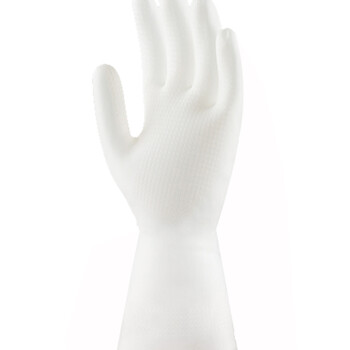 者也 丁腈橡胶手套女家务胶皮清洁厨房贴手洗碗洗衣防水耐用型塑胶薄款洗菜耐磨 白色L码 1双装