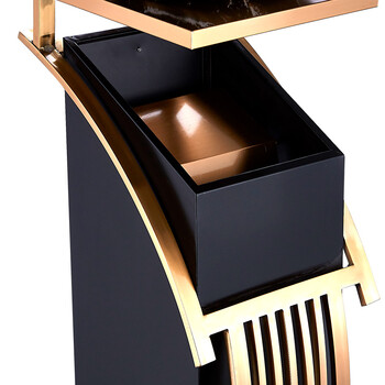 科力邦（Kelibang）不锈钢垃圾桶 宾馆酒店新概念欧式垃圾桶会所走廊电梯烟灰桶方型黑白根盆 KB1073 钛金