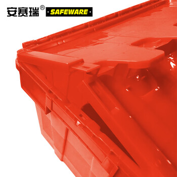 安赛瑞 斜插式可套叠周转箱含盖 带盖子斜插式物流箱周转箱搬运箱 红色 545×360×340mm（2个装）23515