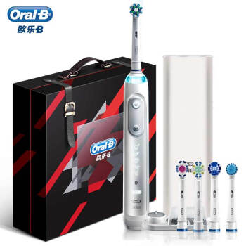 欧乐B（Oralb）电动牙刷 成人3D声波震动牙刷（自带刷头*5）白色 iBrush9000 Plus手提礼盒 德国进口