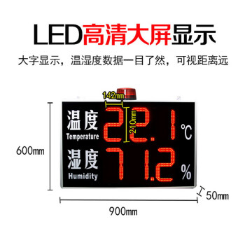 雨沃  壁挂式温湿度计工业LED显示屏幕可联网以太网RJ485接口RJ232 尺寸：900*600以太网 