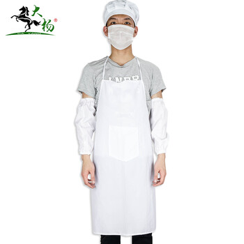 大杨182白布围裙 5条 防污防尘透气无袖挂脖 厨房厨师食堂餐饮家务工作服 白色 定制