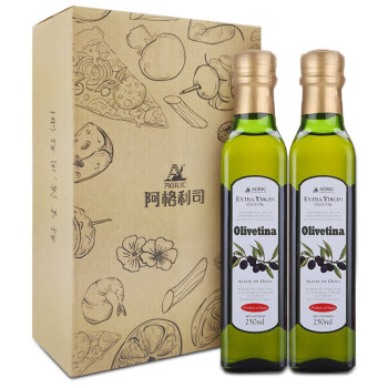 阿格利司（AGRIC）西班牙进口 欧丽薇娜特级初榨橄榄油250ml×2瓶组合小瓶装食用油