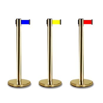者也 隔离带伸缩护栏排队护栏安全警戒线隔离线一米线不锈钢隔离杆围栏 2米单层钛金色