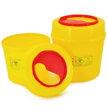 兰诗（LAUTEE）LQH-007 利器盒 医院诊所药店实验室用锐器盒 黄色圆形垃圾桶 8L圆形10个装