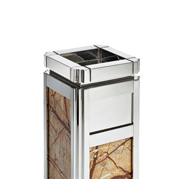 南 GPX-2 海棠角座地烟灰桶 南方垃圾桶 酒店宾馆果皮桶带烟灰缸垃圾筒 镜钢 防火板 容量12升