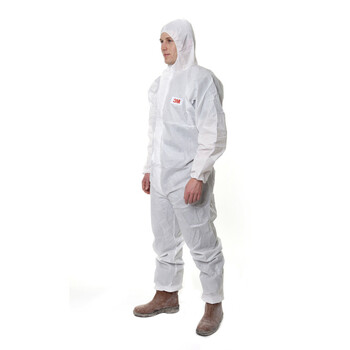 3M 4515白色带帽连体防护服定做 防尘化学农药喷漆实验室工业清理清洁防护服-L码