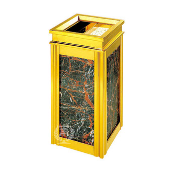 南 GPX-6A1 四菱角座地烟灰桶 南方垃圾桶酒店宾馆果皮桶带烟灰缸垃圾筒 中号镜金 内桶容量11.7升