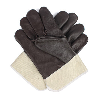 固安捷 牛仔布一层分掌手套电焊焊接机械耐磨防滑防护劳保手套 12副起定 花 均码