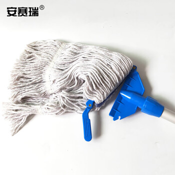 安赛瑞 棉拖把 夹紧式地拖 榨水车蜡拖整套棉墩布拖把加厚拖把杆打可拆卸 24393