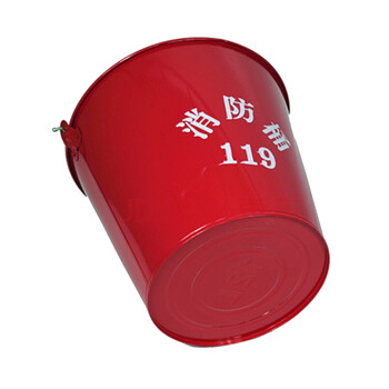 利生 8L消防桶 圆桶 黄沙桶 加厚烤漆消防铁桶 消防器材 红色 8升 水桶（个）
