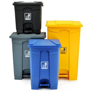 兰诗（LAUTEE）MJ18001 户外脚踏带盖垃圾桶 酒店宾馆商场翻盖果皮箱 30升灰色