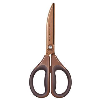 齐心B2799 办公剪刀(弧形镀钛） 180mm 咖啡色 单把装