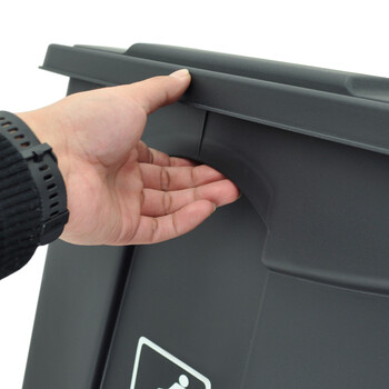 兰诗（LAUTEE）MJ18001 户外脚踏带盖垃圾桶 酒店宾馆商场翻盖果皮箱 30升黑色