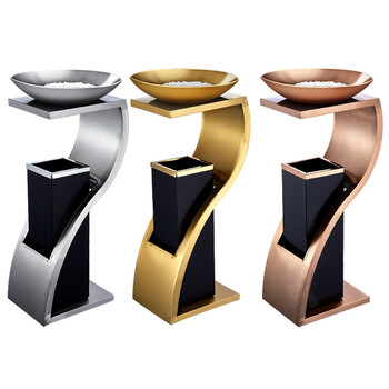 科力邦（Kelibang）不锈钢垃圾桶 宾馆酒店新概念欧式垃圾桶会所电梯烟灰桶S型不锈钢单层盆 KB1071 不锈钢