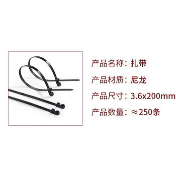 飞尔（FLYER）尼龙固定头扎带 螺丝圆孔固定头式束线带【3.6×200mm 250条/包】