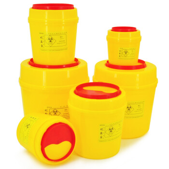 兰诗（LAUTEE）LQH-007 利器盒 医院诊所药店实验室用锐器盒 黄色圆形垃圾桶 8L圆形10个装