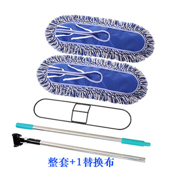 魅祥 平板拖把 大号免手洗排拖 工厂车间尘推地拖  蓝白色 80CM 拖把整套