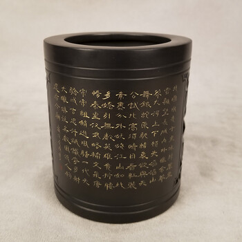 手工艺品德州梁子黑陶诗词笔筒诗词商务礼品办公用品工艺品文创礼品