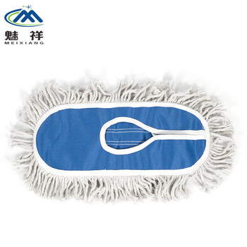 魅祥 平板拖把 大号尘推排拖 棉纱拖布 工厂车间平推长地拖 蓝色 110CM 尘推整套