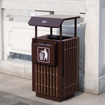 圣极光户外垃圾桶环卫垃圾箱室外钢木垃圾桶四面加厚可定制G2623