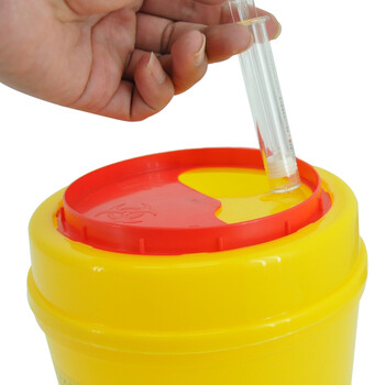 兰诗（LAUTEE）LQH-005 利器盒 医院诊所药店实验室用锐器盒 黄色圆形垃圾桶 5L圆形10个装