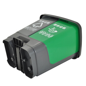 兰诗（LAUTEE）D152 脚踏分类双格垃圾桶 商用连体双桶垃圾桶 20L绿灰