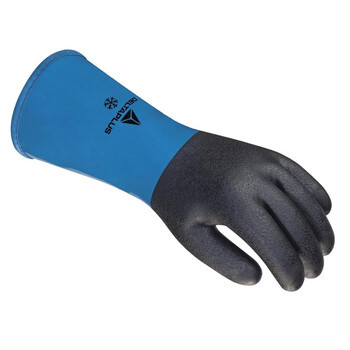 代尔塔（Deltaplus）201837 VV837 PVC/丁腈高端双涂层防水保暖手套 防化防寒 定做 蓝黑色 9码 5副