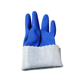 瑞珂韦尔（Rockwell）劳保手套PVC蓝色磨砂浸塑防水防油防滑手套PC2701 1副 L