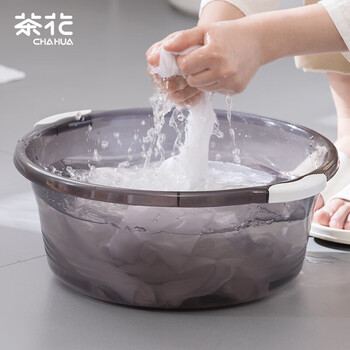CHAHUA茶花洗脸盆大号32cm洗脚盆洗衣盆加厚透明塑料盆子泡脚盆洗菜盆