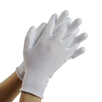 谋福 CNMF 8036-1 PU涂掌手套 PU涂层涂胶劳保 尼龙手套【S号(白色边)22cm1包10副装】