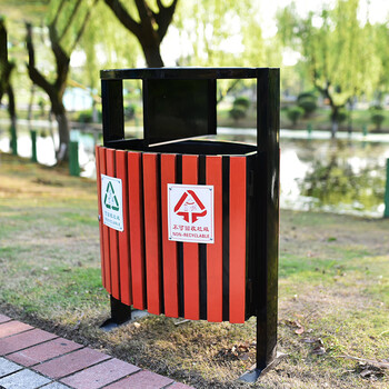 圣极光钢木垃圾桶加厚镀锌板可回收垃圾箱街道垃圾桶可定制G2619